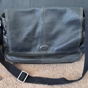 FOSSIL Black leather cross bag messenger/ computer bag